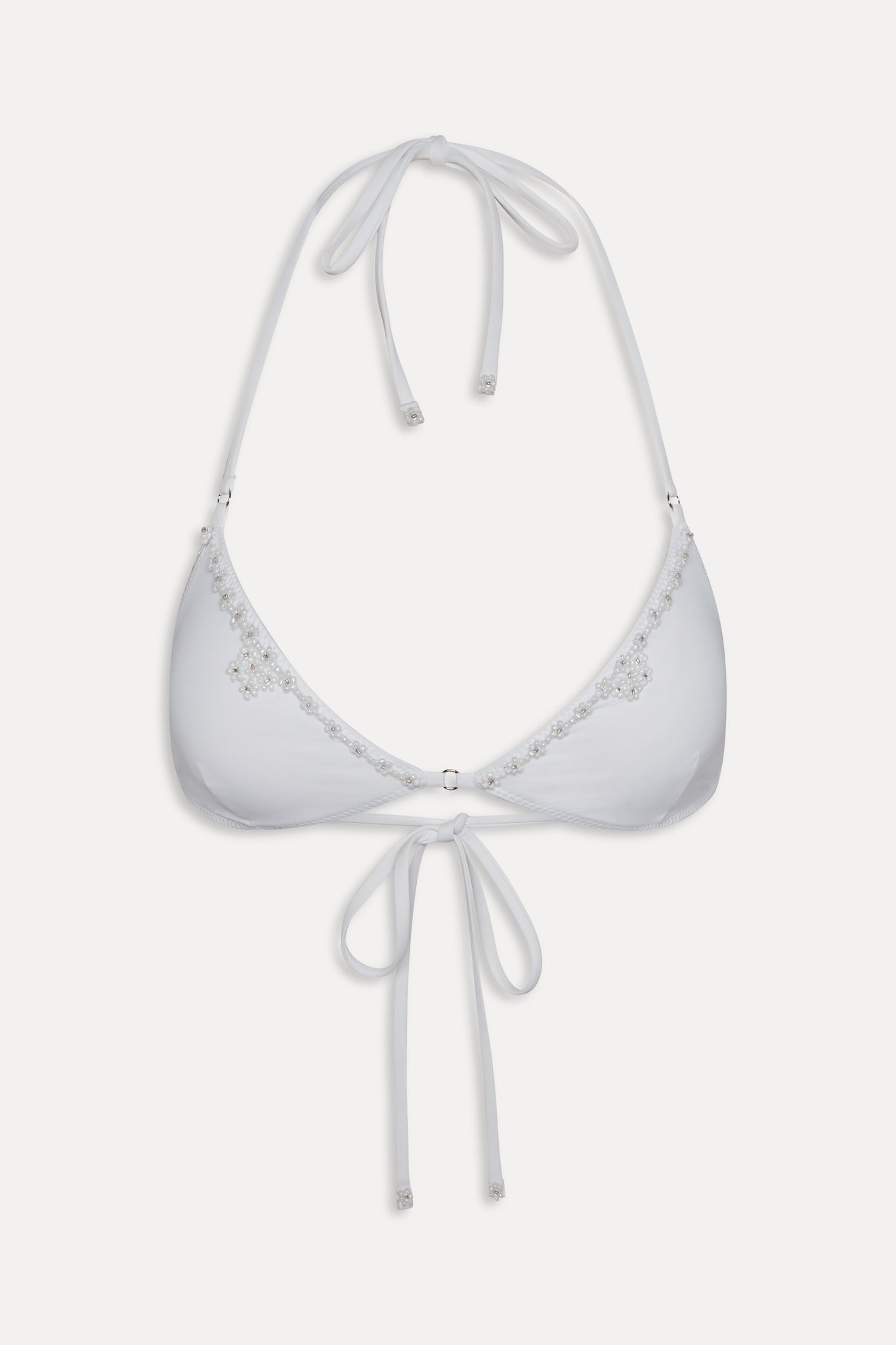 Amore Beaded Skimpy Bikini Top - Optic White