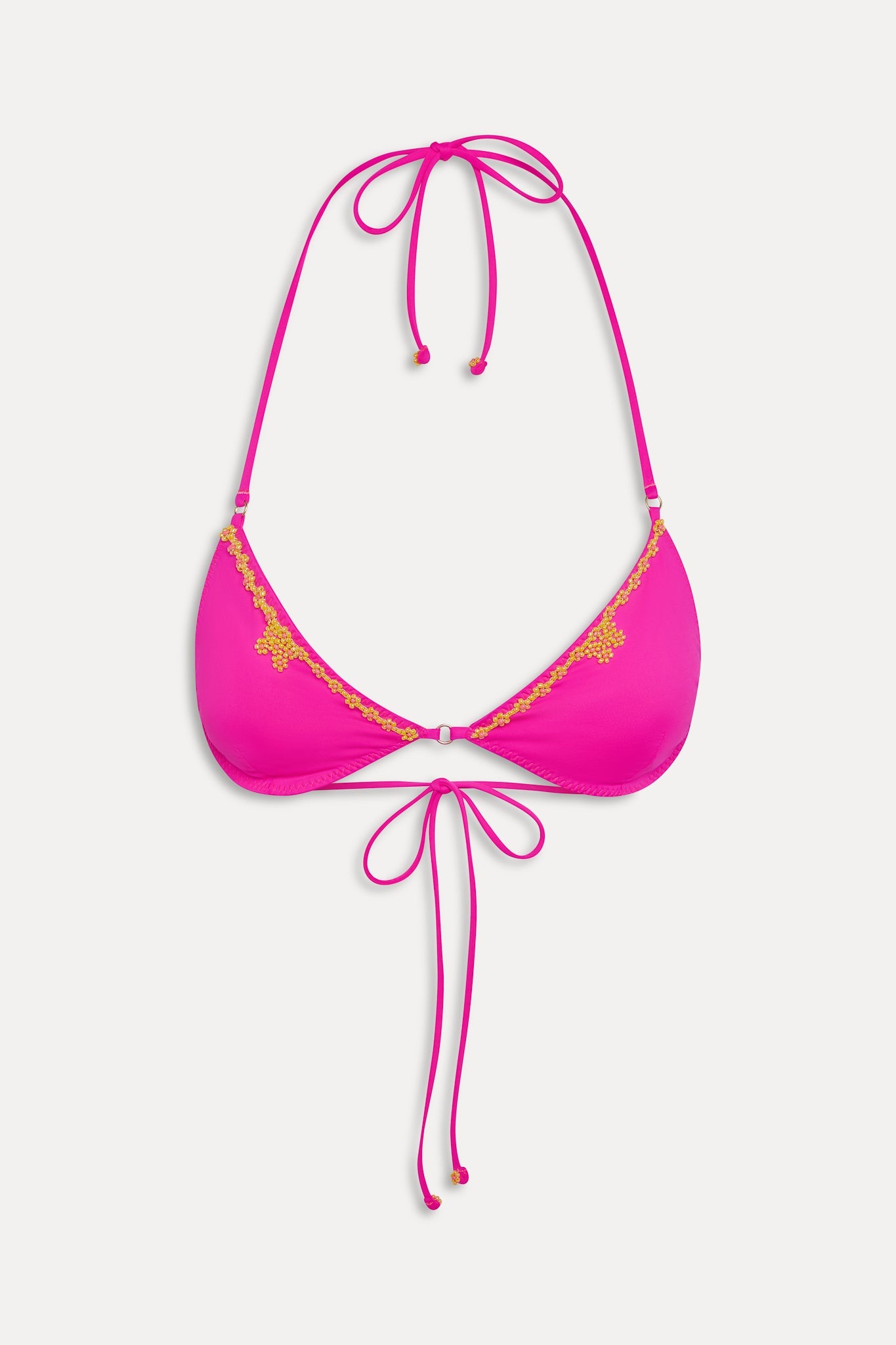 Amore Beaded Halter Bikini Top - Sea Star Pink