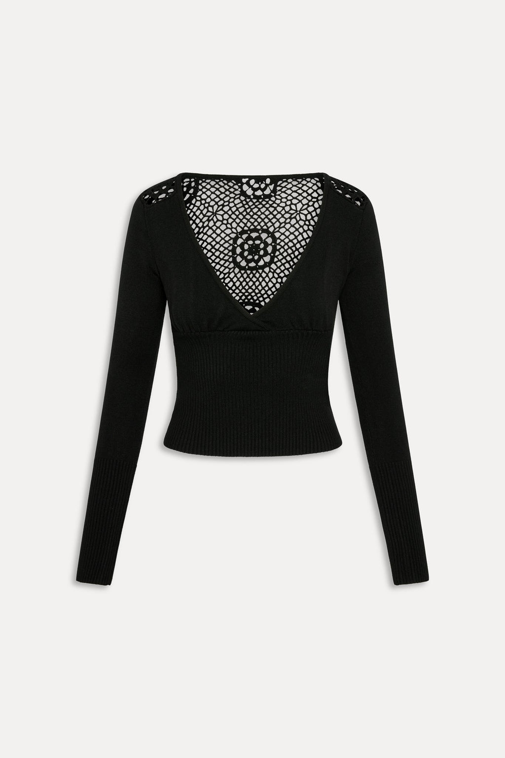 Arlo Crochet Knit Sweater - Black