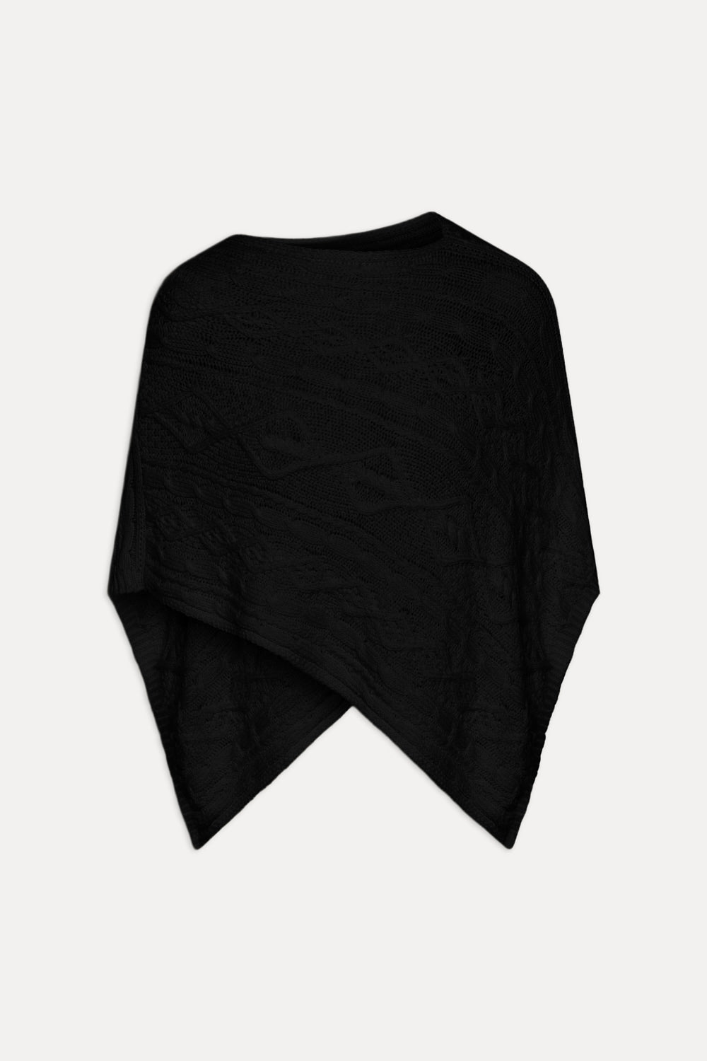 Aspen Cotton Knit Poncho - Black