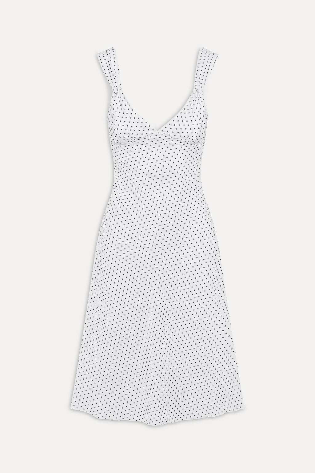 Aurora Satin Midi Dress - White Polka Dot