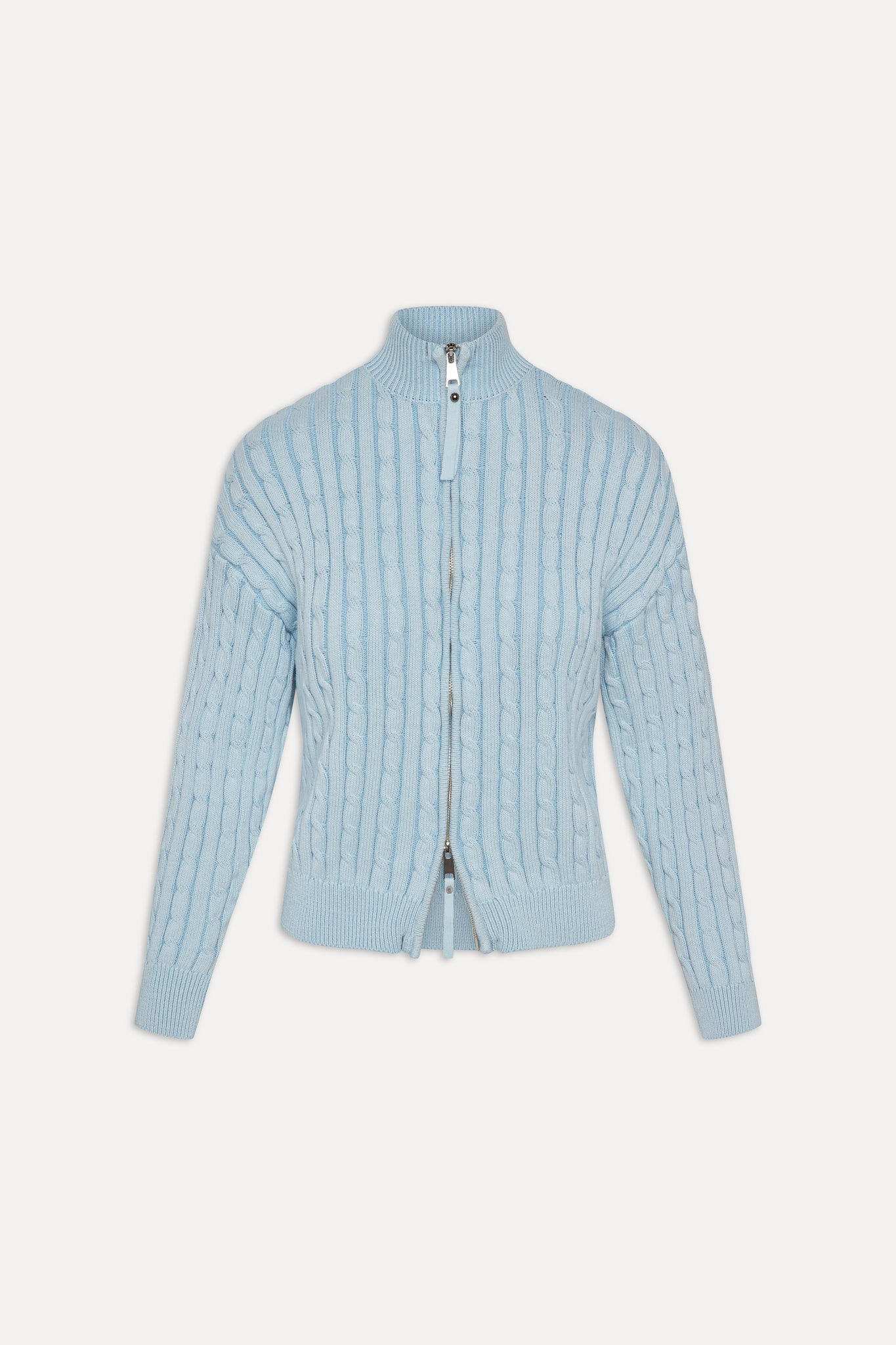 Bea Cable Knit Zip Up Sweater - Daydream