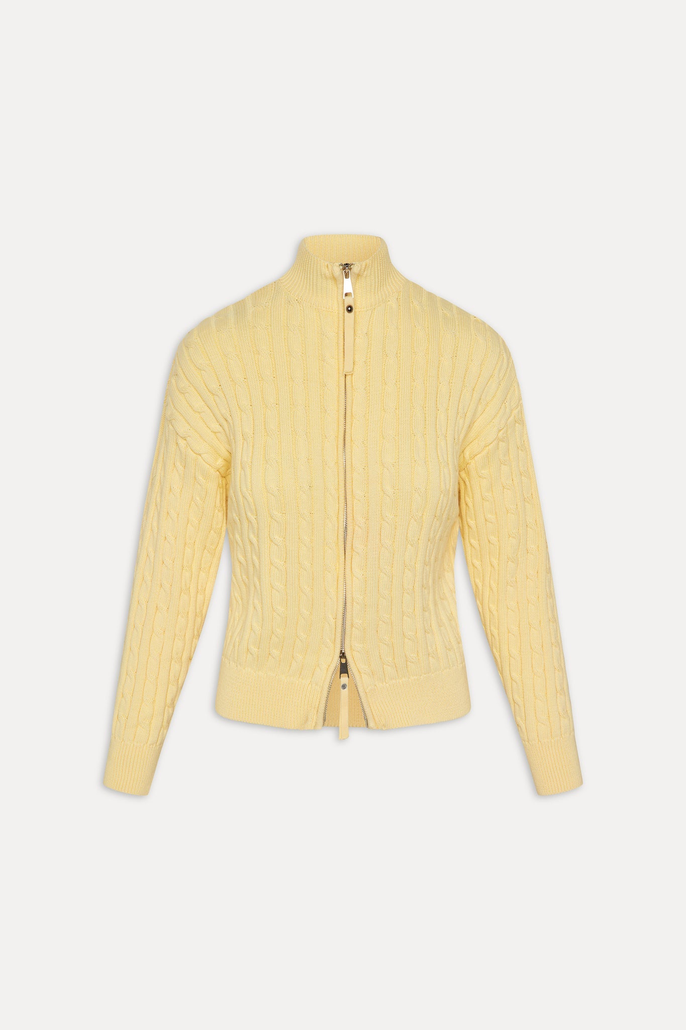Bea Cable Knit Zip Up Sweater - Vanilla Sugar