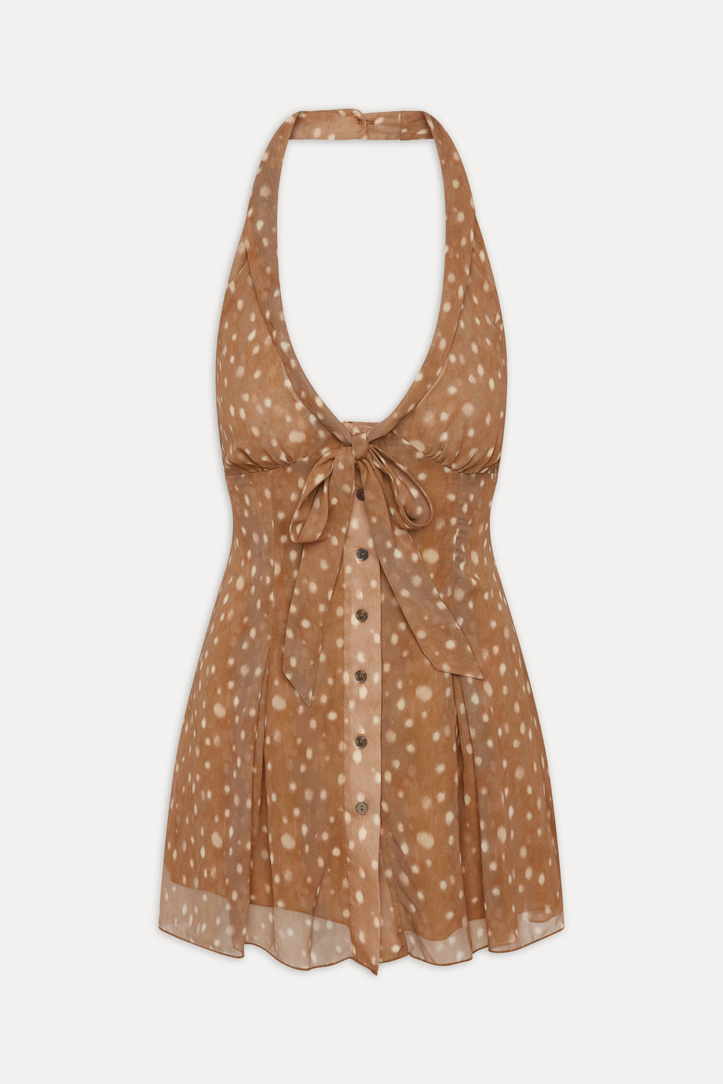 Bloom Button Up Mini Dress - Fawn
