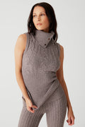 Axel Cable Cloud Knit Sleeveless Sweater - Dark Pearl