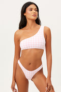 Barb One Shoulder Bikini Top - Pink Picnic