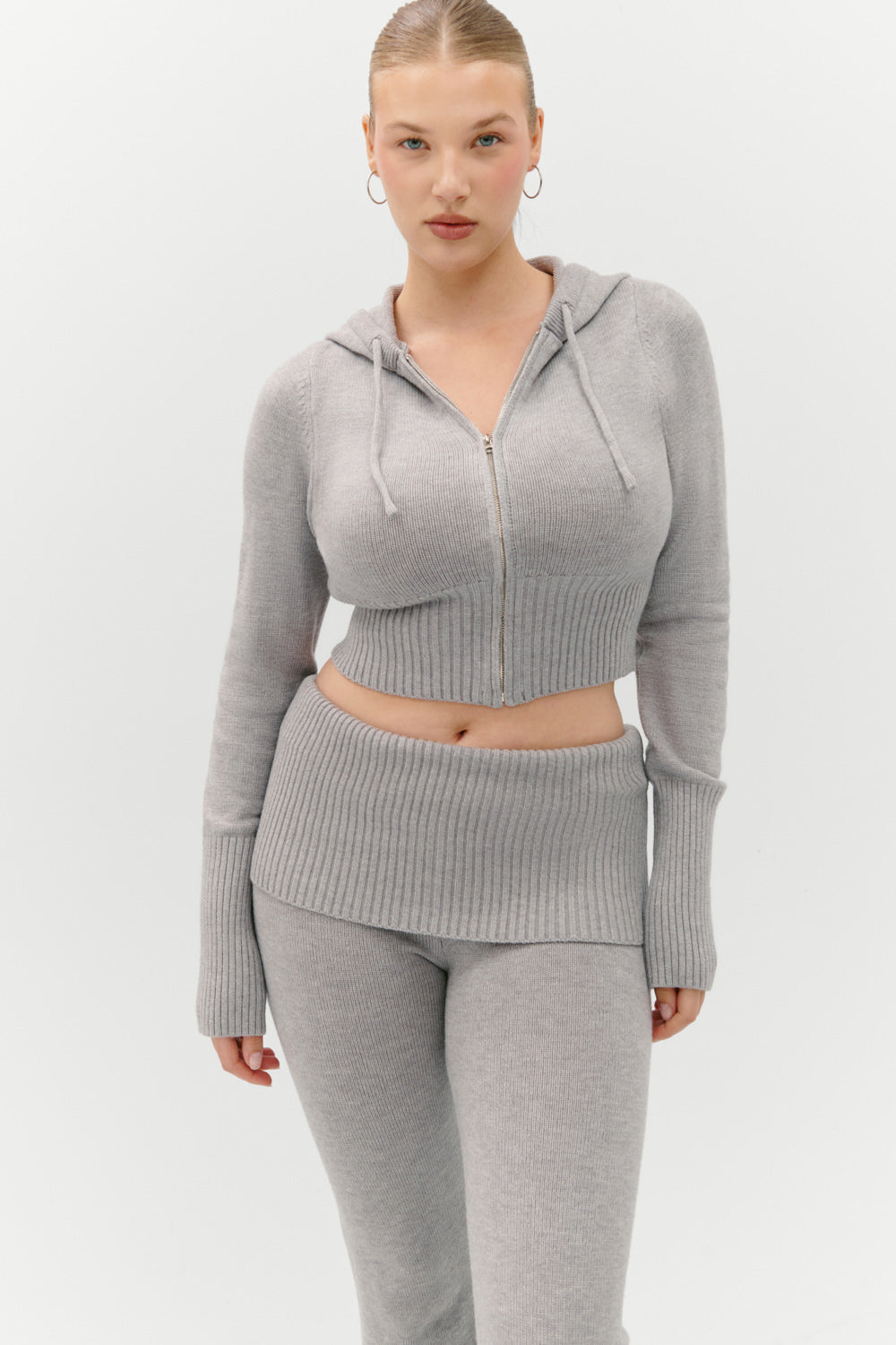 Aimee Zip Up Hoodie - Rain Cloud