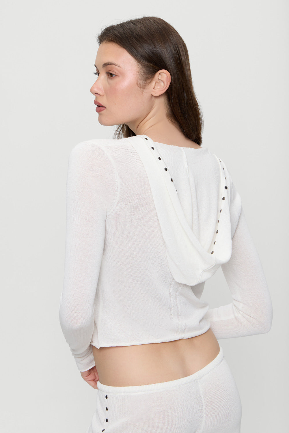 Atlas Zip Up Knit Hoodie - Coconut Cream