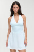 Audrey Satin Mini Dress - Sweet Pea Blue