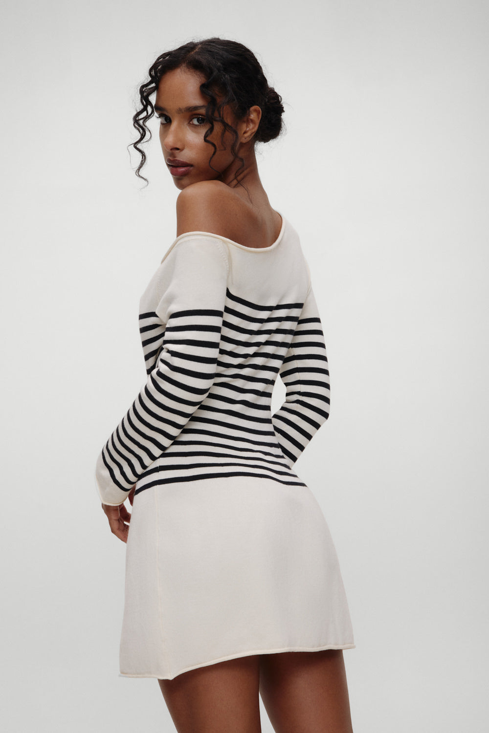 Boardwalk Off Shoulder Mini Dress - Ivory