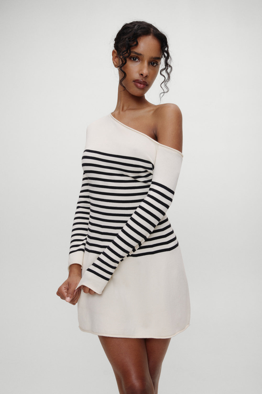 Boardwalk Off Shoulder Mini Dress - Ivory