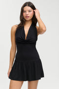 Bowery Cowl Neck Mini Dress - Black