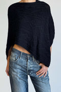 Aspen Cotton Knit Poncho - Black